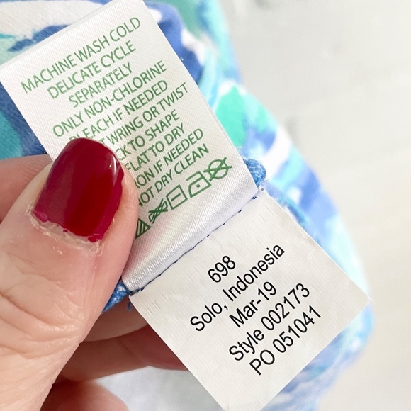 Lilly Pulitzer Vintage style Mini Dress Daisy Water print Embroidered Blue XS - Picture 10 of 14